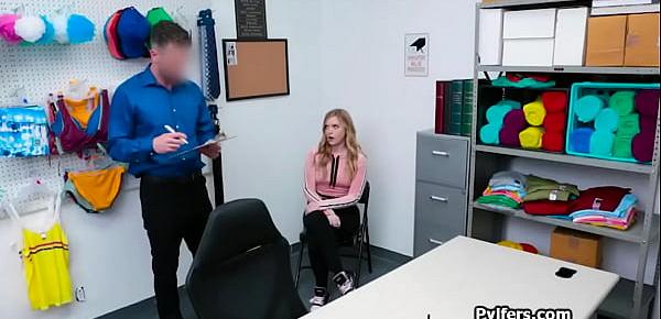  Blonde suspect deep throats and fucks in the backoffice